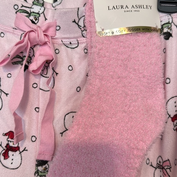 Pink new Pajama Jogger Pants & Socks Christmas Snowman Sz‎ Large pjs - Picture 3 of 8